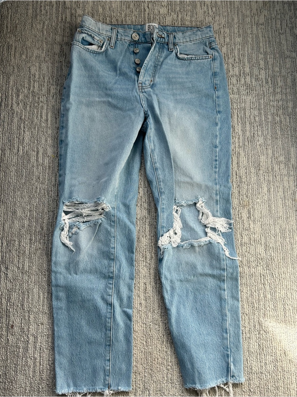 BDG Light Blue Distressed Straight Leg Jeans